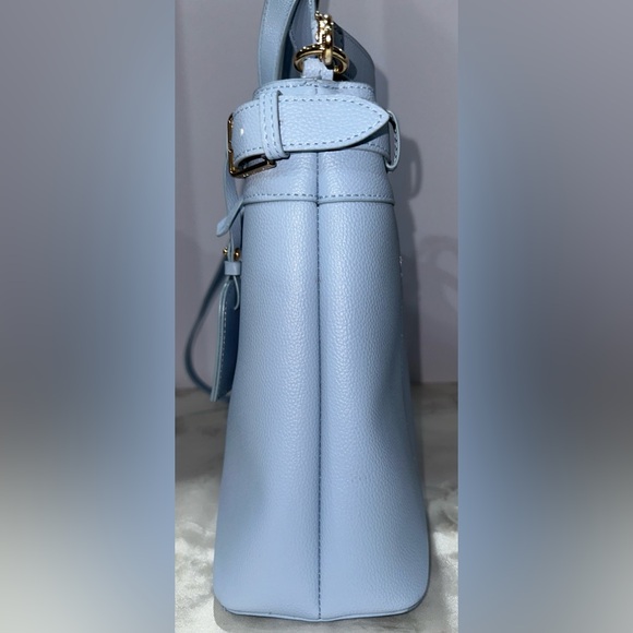 Anne Klein Women's Cloud Blue Large Belted Satchel With Convertible Strap - Picture 3 of 11